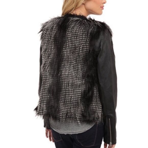 Volcom Black Fur Leather Jacket - Medium - Picture 4 of 8